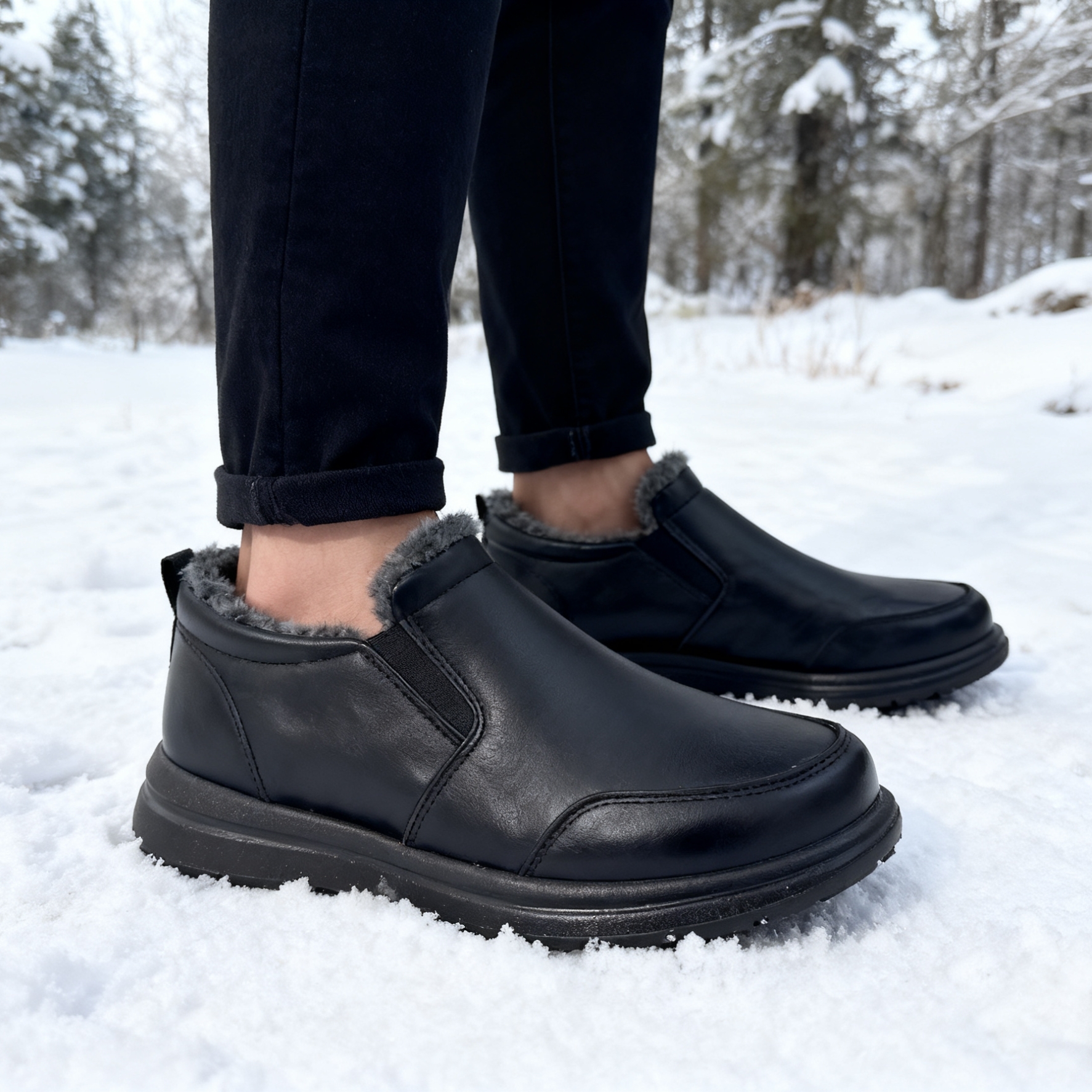 Men Shoes Online - Men's Faux Fur Lined Winter Ankle