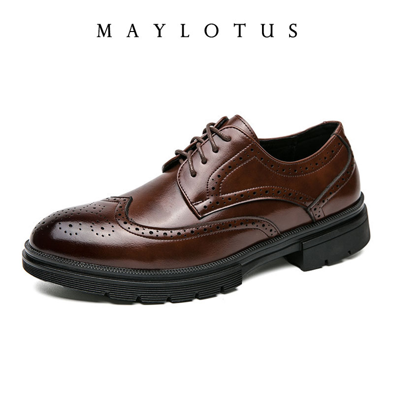 Oxford Brogue Leather - Men Brogue 5/8/10CM Platform Height Increased