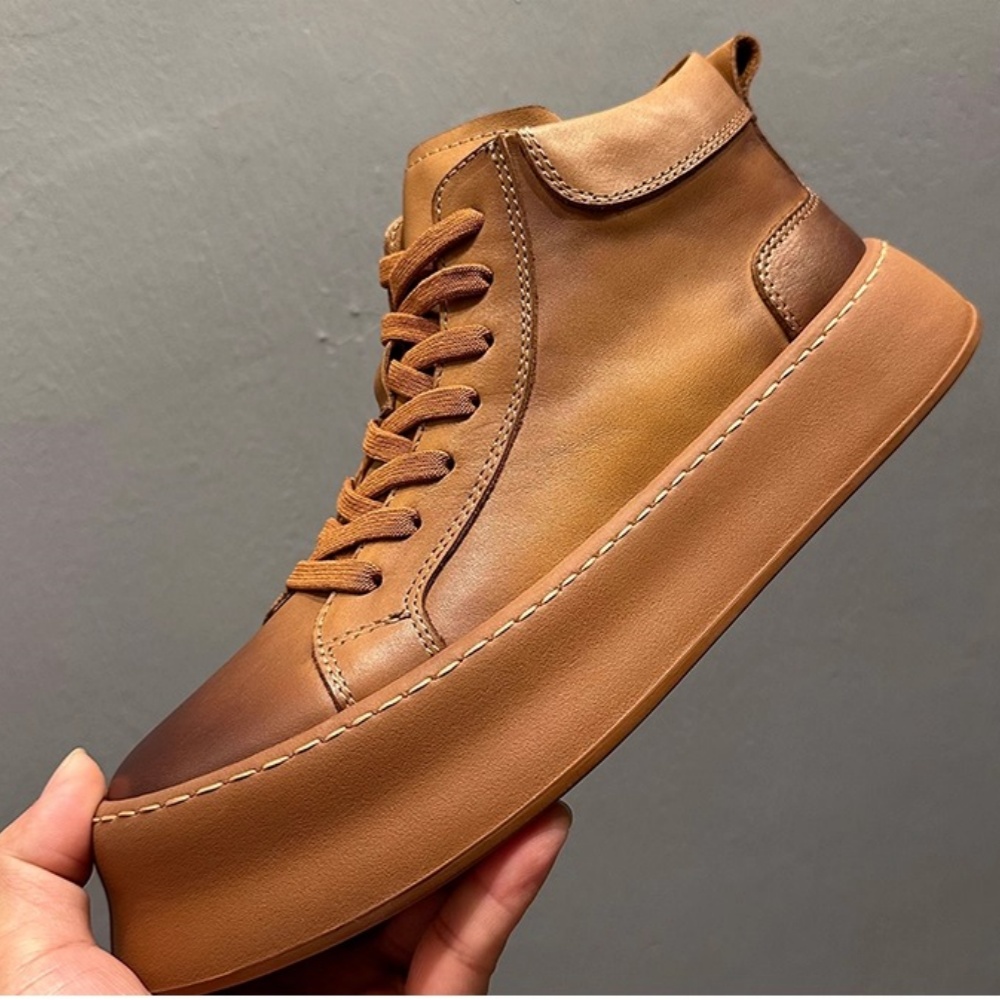 Retro Cowhide Leisure Boots, C - مراجعة Men Shoes Trainers وسعره