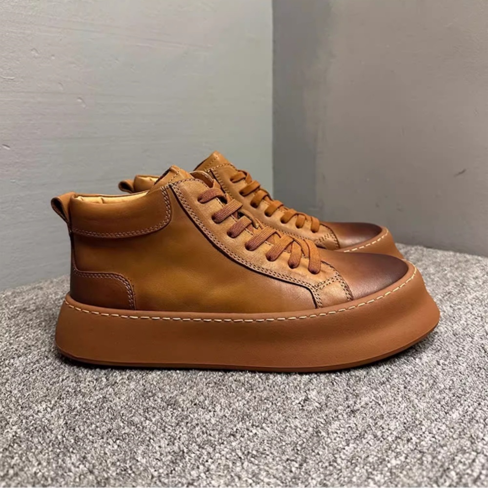 Retro Cowhide Leisure Boots, C - مراجعة Men Shoes Trainers وسعره