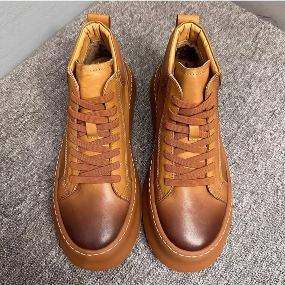 Retro Cowhide Leisure Boots, C - مراجعة Men Shoes Trainers وسعره