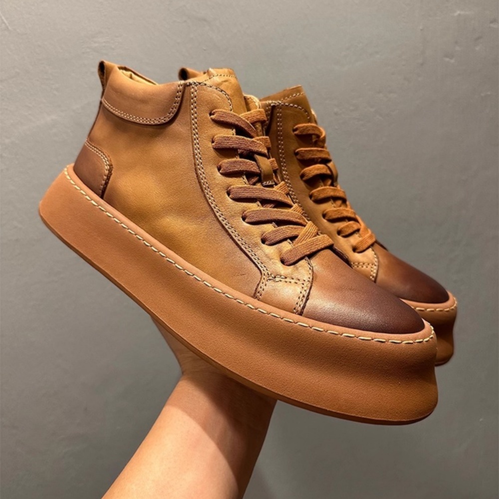 Retro Cowhide Leisure Boots, C - مراجعة Men Shoes Trainers وسعره