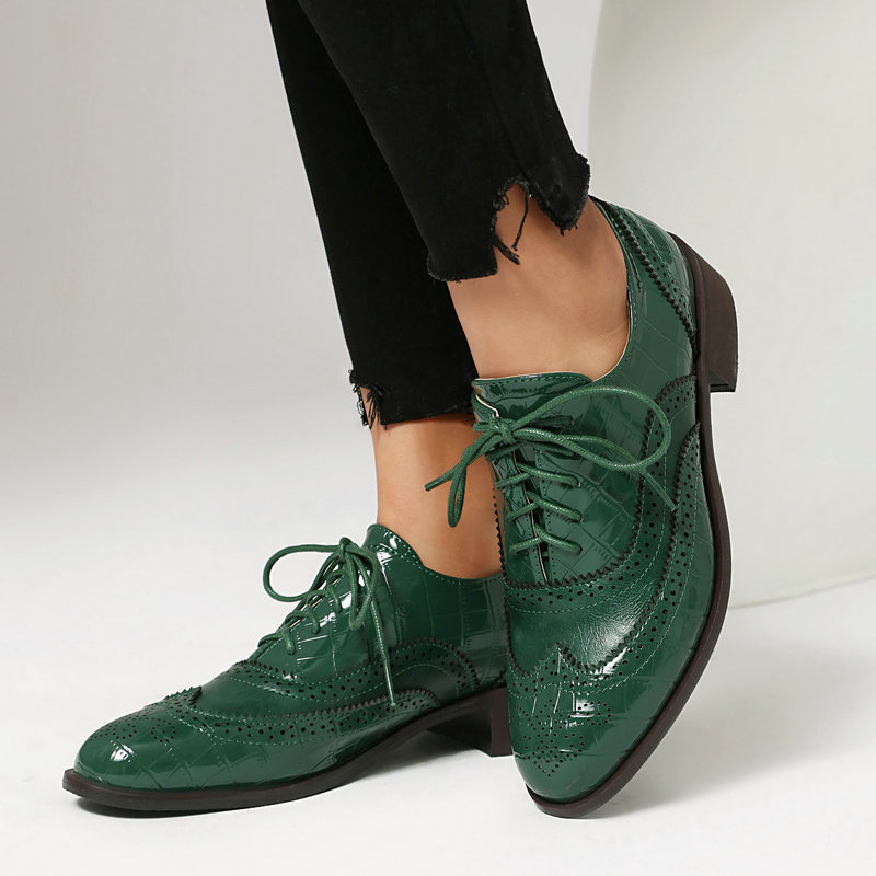 Women Stone Print Brogue Oxfor - مراجعة Oxford Brogue Leather وسعره