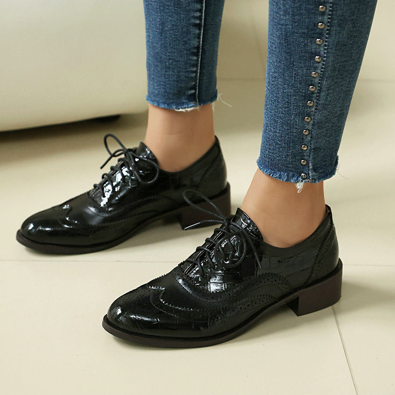 Women Stone Print Brogue Oxfor - مراجعة Oxford Brogue Leather وسعره