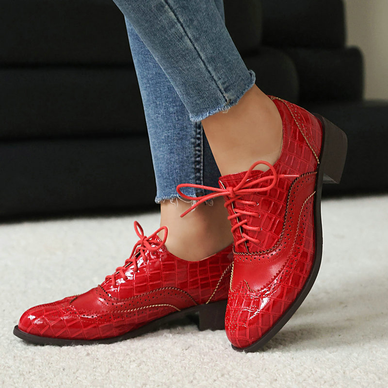 Women Stone Print Brogue Oxfor - مراجعة Oxford Brogue Leather وسعره