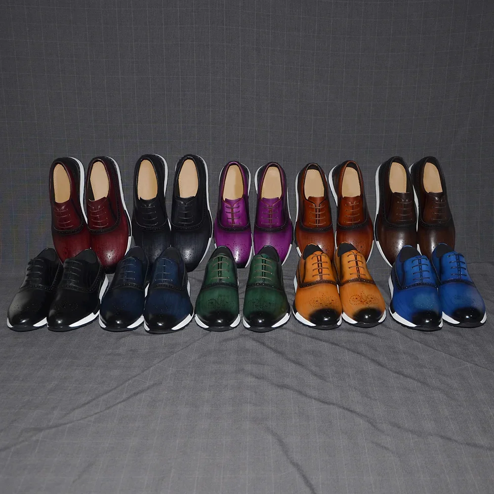 10 Colors Handmade Genuine Lea - مراجعة Oxford Brogue Leather وسعره
