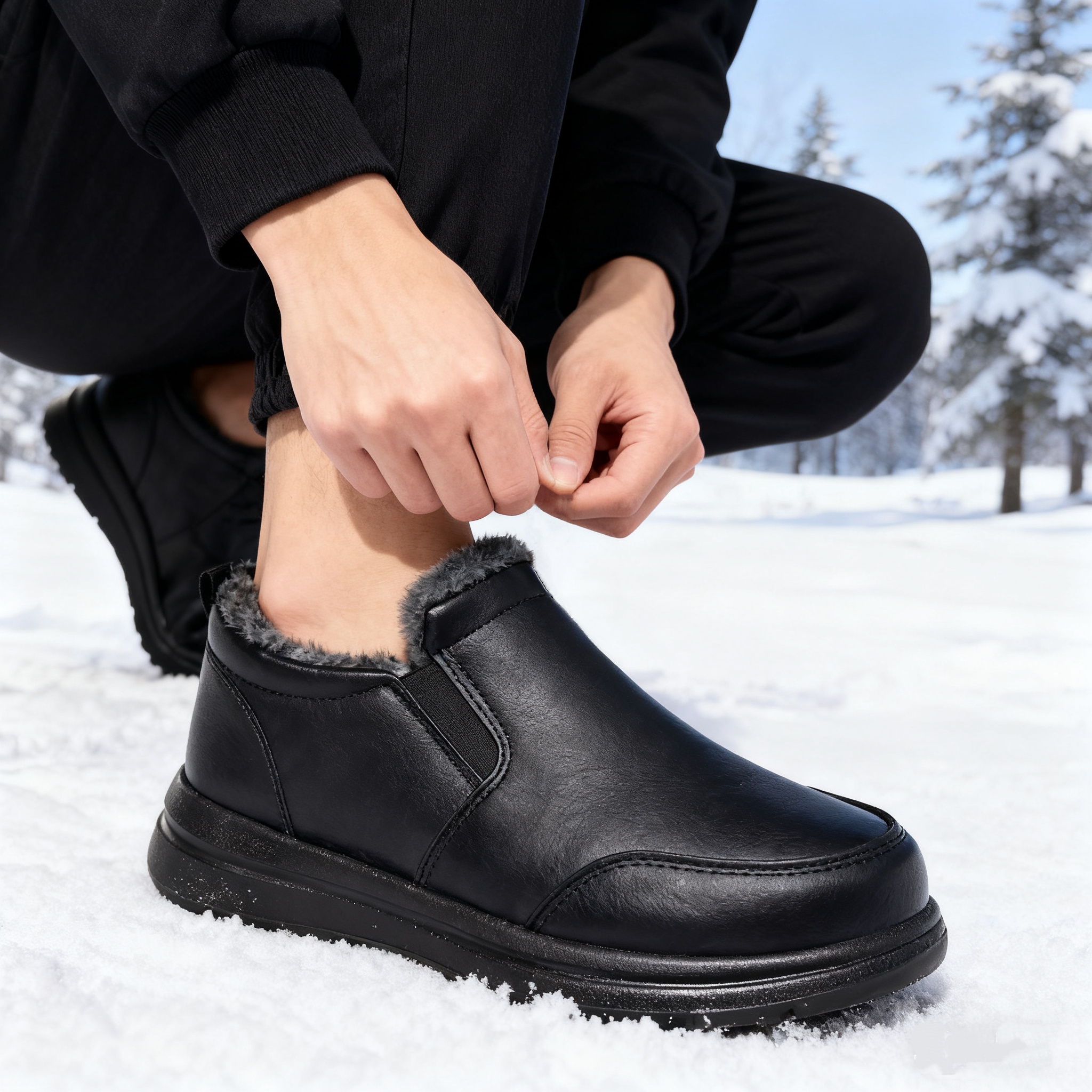 Men's Faux Fur Lined Winter An - مراجعة Men Shoes Online وسعره