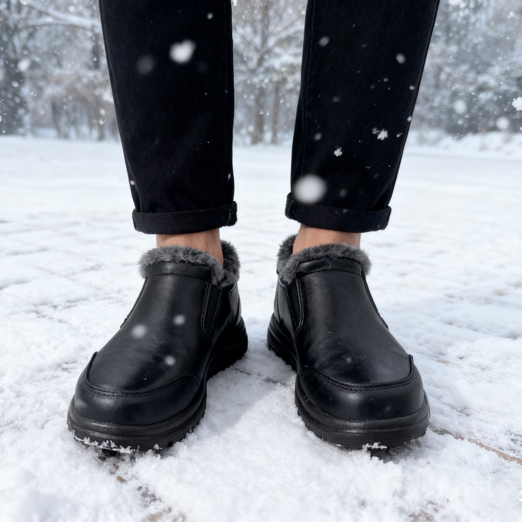 Men's Faux Fur Lined Winter An - مراجعة Men Shoes Online وسعره