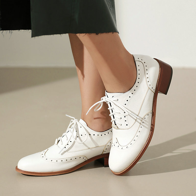 Brogue Oxford Shoes Women Lace - مراجعة Oxford Brogue Leather وسعره