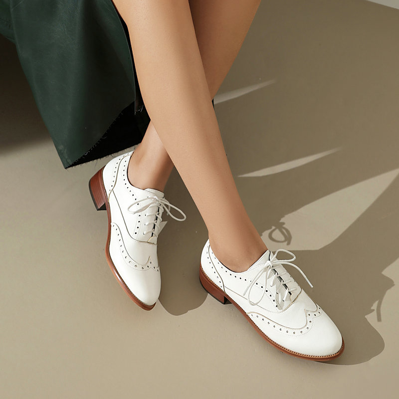 Brogue Oxford Shoes Women Lace - مراجعة Oxford Brogue Leather وسعره