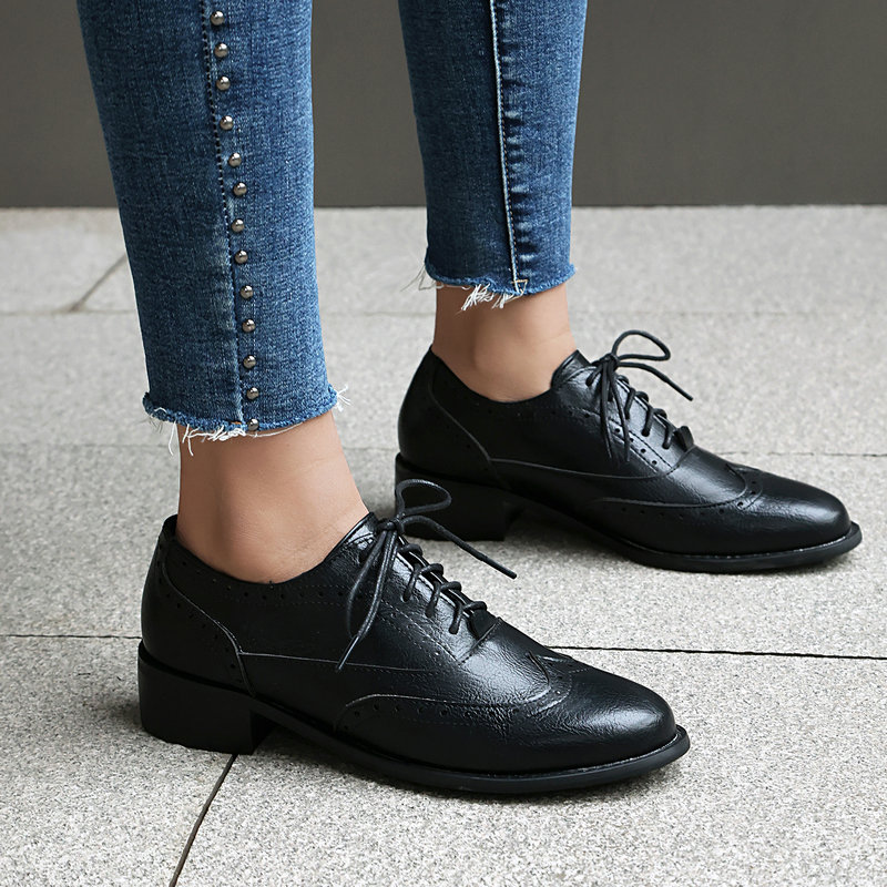 Brogue Oxford Shoes Women Lace - مراجعة Oxford Brogue Leather وسعره