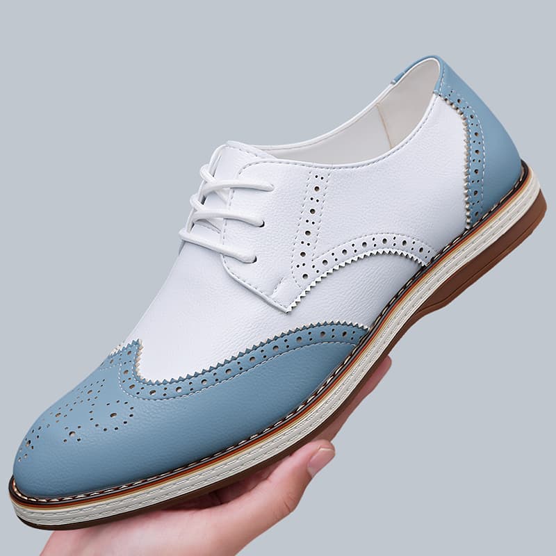 Mens White Blue Two Tone Brogu - مراجعة Oxford Brogue Leather وسعره