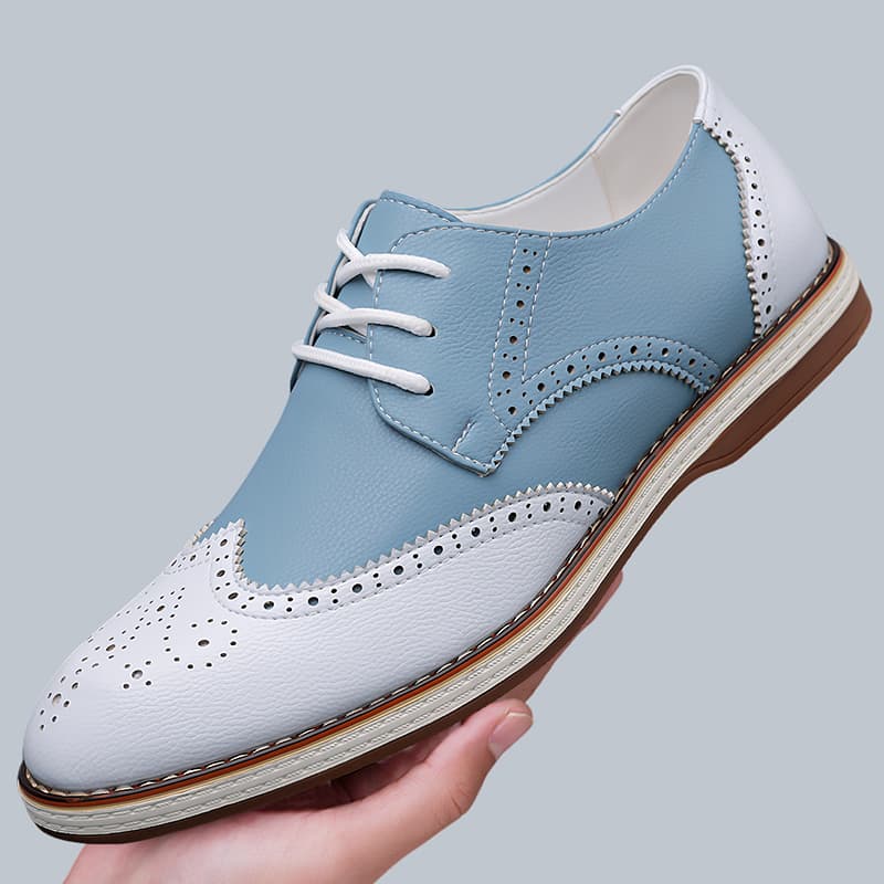 Mens White Blue Two Tone Brogu - مراجعة Oxford Brogue Leather وسعره