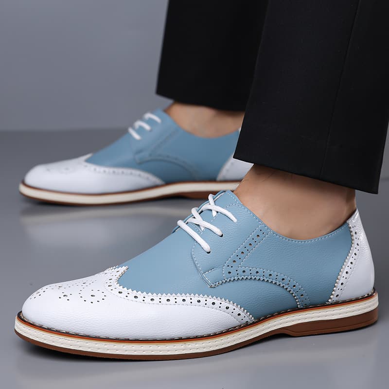 Mens White Blue Two Tone Brogu - مراجعة Oxford Brogue Leather وسعره
