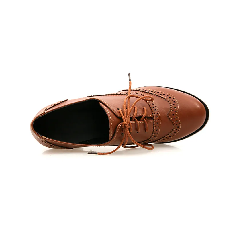 British Women Oxfords High Blo - مراجعة Oxford Brogue Leather وسعره