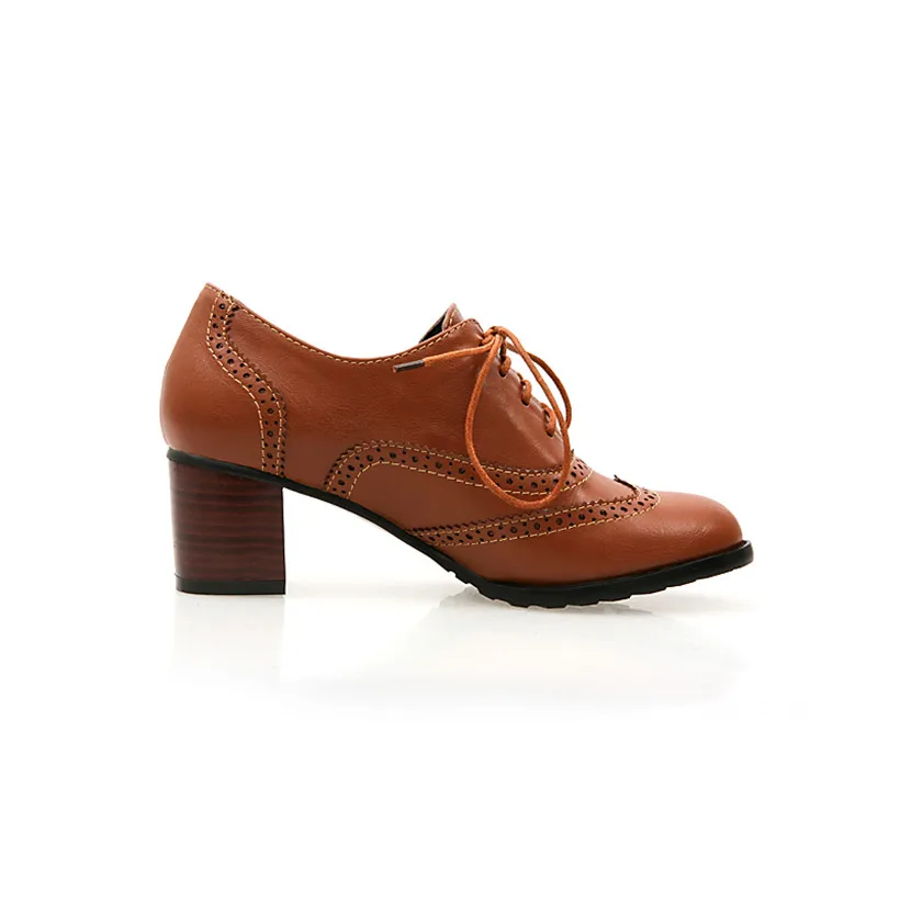 British Women Oxfords High Blo - مراجعة Oxford Brogue Leather وسعره