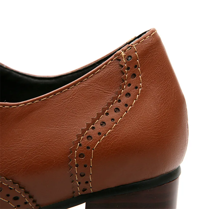 British Women Oxfords High Blo - مراجعة Oxford Brogue Leather وسعره