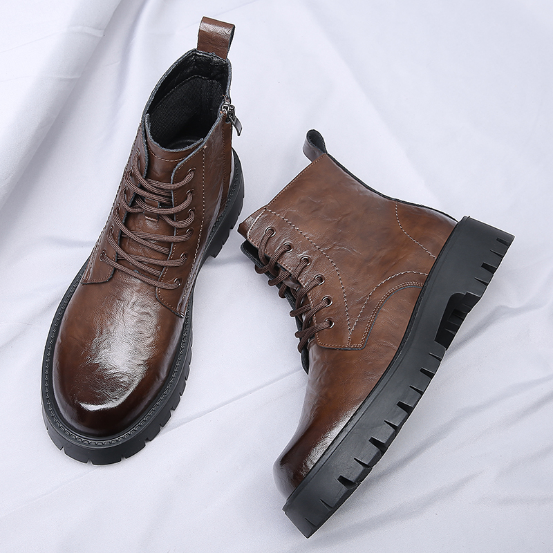 Men Side Zipper High Top Boots - مراجعة Men'S Shoes With Height Increase وسعره