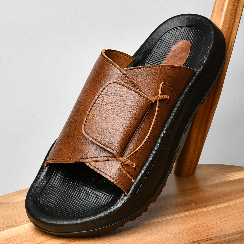 Leather Men's Slippers Slides  - مراجعة Men'S Shoes Dress Casual وسعره