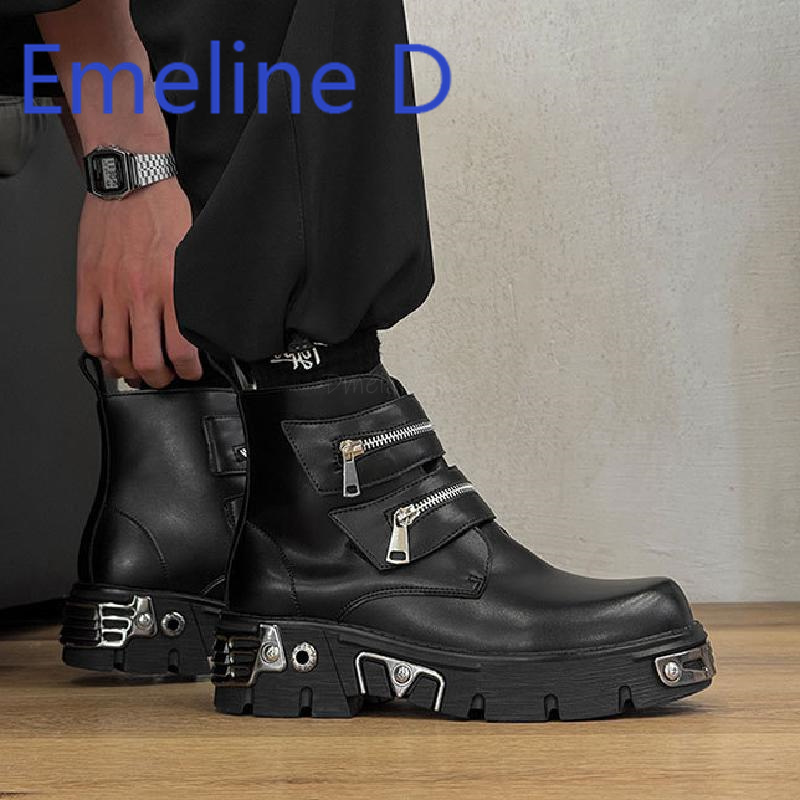 Dark Punk High Top Shoes Fashi - مراجعة Men'S Shoes With Height Increase وسعره