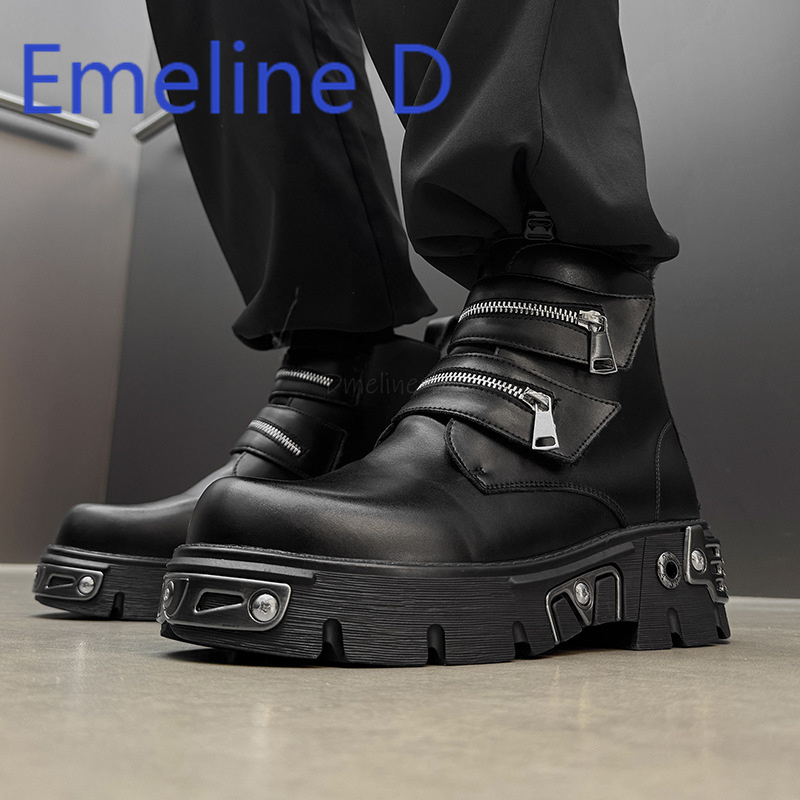 Dark Punk High Top Shoes Fashi - مراجعة Men'S Shoes With Height Increase وسعره