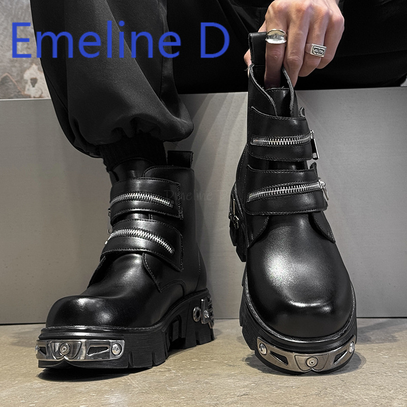 Dark Punk High Top Shoes Fashi - مراجعة Men'S Shoes With Height Increase وسعره